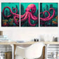 3pcs  vividly colored pink Urban Octopus Fantasy Wall Art Set Canvas Framed 40x60cm - High Quality Print 100% Australian Made Wall Canvas Ready to Hang