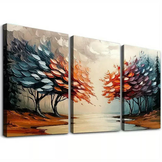 3pcs Modern Elegant Abstract Forest Triptych Wall Art Set Canvas Framed 40x60cm - High Quality Print 100% Australian Made Wall Canvas Ready to Hang