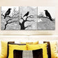 3pcs Black Crow on Tree Branches Wall Art Set Canvas Framed 40x60cm - High Quality Print 100% Australian Made Wall Canvas Ready to Hang