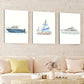 3pcs Ship Transportation Bars Designs Blue White Wall Art Set Canvas Framed 40x60cm - High Quality Print 100% Australian Made Wall Canvas Ready to Hang