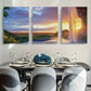 3pcs Waterfall Cave Sunset Green Grasses Metal Print Ready to Hang Art
