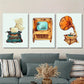 3pcs Old style printer, old TV and music machine Metal Print Ready to Hang Art
