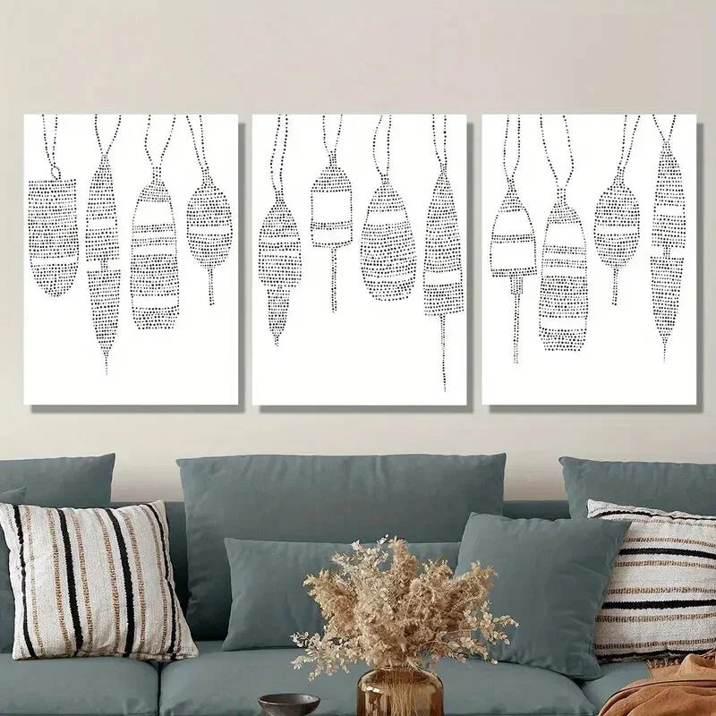 3pcs Nautical Buoy Art Deco Metal Print Ready to Hang Art