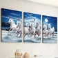 3pcs Symbolizing Success Galloping Horse, Wishes Wall Art Set Canvas Framed 40x60cm - High Quality Print 100% Australian Made Wall Canvas Ready to Hang
