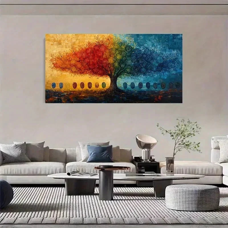 Modern Minimalist Vibrant Tree Wall Art Canvas Office Home Room Framed 80x45cm