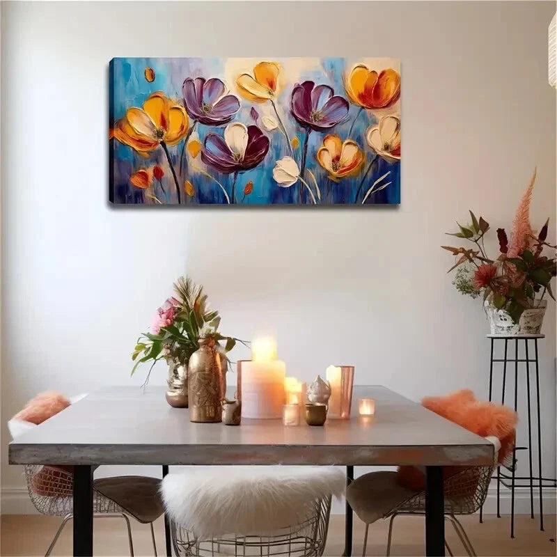 Depicts Many Colorful Flowers Wall Art Canvas Office Home Room Framed 120x60cm