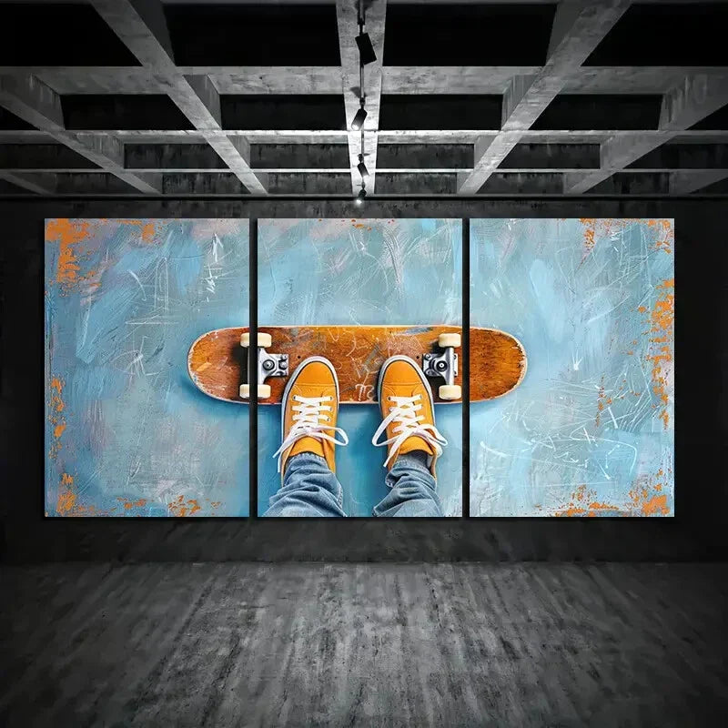 3pcs Skateboard Vibrant Wrapped Metal Print Ready to Hang Art