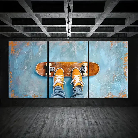 3pcs Skateboard Vibrant Wrapped Metal Print Ready to Hang Art