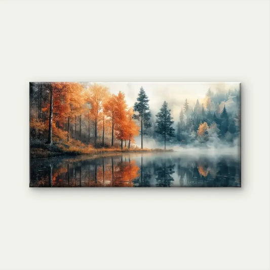 Forests Lakes Trees Autumn Wall Art Canvas Office Home Room Framed 80x45cm