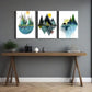 3pcs Vertical Triptych with Sunset & Nature Metal Print Ready to Hang Art
