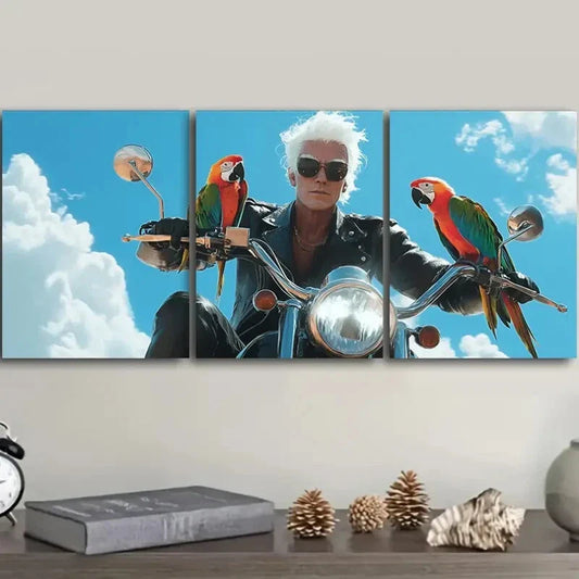 3pcs Featuring a Free Old Man Design Metal Print Ready to Hang Art