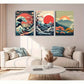 3pcs Kanagawa Giant Wave, Mount Fuji & Cherry Metal Print Ready to Hang Art