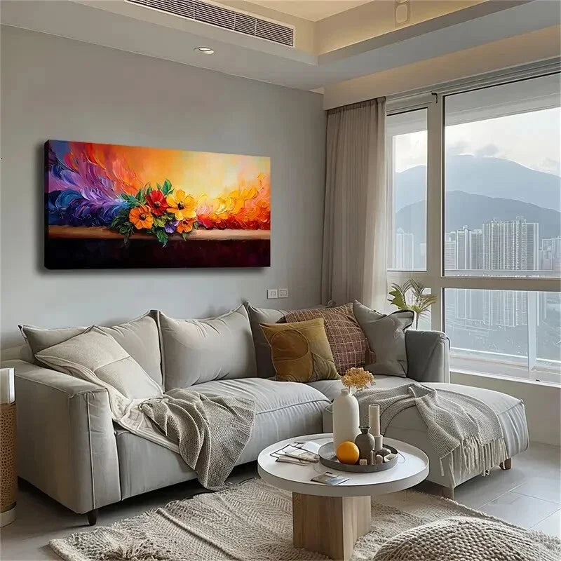Bright Flowers Placed the Desk Wall Art Canvas Office Home Room Framed 120x60cm