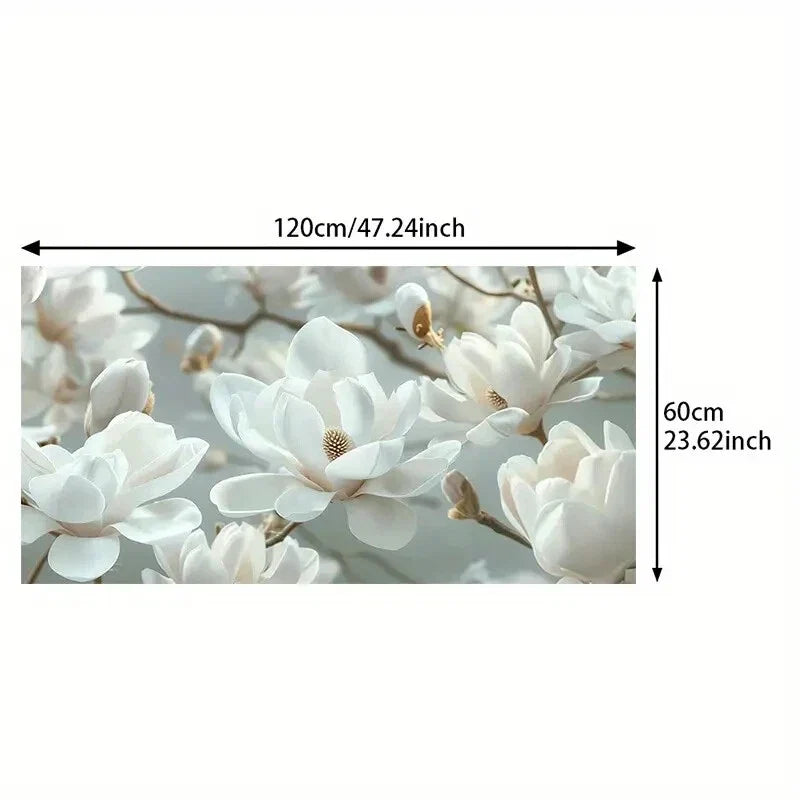 Abstract White Flowers wall canvas office home room framed 120x60cm