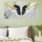 Black Yellow & White Winged Wall Art Canvas Office Home Room Framed 120x60cm