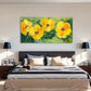 Yellow Flowers Green Foliage Wall Art Canvas Office Home Room Framed 120x60cm