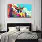 Superhero Dog Flying Painting Wall Art Canvas Office Home Room Framed 80x45cm