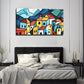Colorful Houses In Blue Yellow Wall Art Canvas Office Home Room Framed 80x45cm