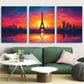 3pcs Eiffel Tower Sunset Paris Landscape Metal Print Ready to Hang Art