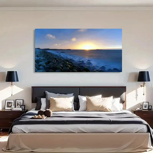 Vibrant Coastal Scenery Sky Wall Art Canvas Office Home Room Framed 120x60cm