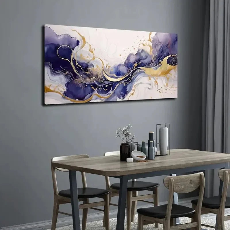 Purple and Golden Color Wall Art canvas office home room framed 120x60cm