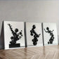 3pcs Many floating spheres Human Shape Wall Art Set Canvas Framed 40x60cm - High Quality Print 100% Australian Made Wall Canvas Ready to Hang