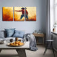 3pcs Western Cowboy with Rope  Wall Art Set Canvas Framed 40x60cm - High Quality Print 100% Australian Made Wall Canvas Ready to Hang
