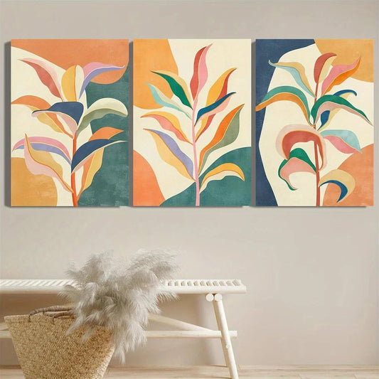 3pcs Bohemian Style Tropical Jungle Leaf Botanical Metal Print Ready to Hang Art
