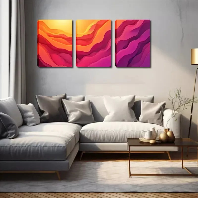 3pcs Abstract Mountain Landscape  Wall Art Set Canvas Framed 40x60cm - High Quality Print 100% Australian Made Wall Canvas Ready to Hang