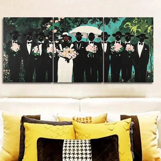 3pcs At the funeral Art Painting  Metal Print Ready to Hang Art
