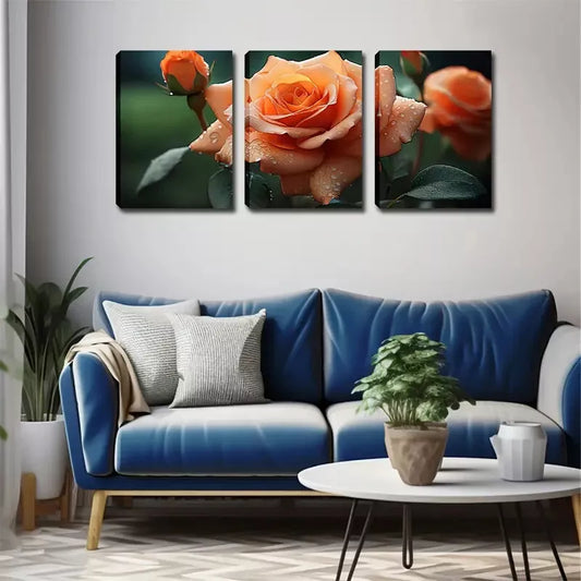 3pcs  Elegant And Attractive Roses Wall Art Set Canvas Framed 40x60cm - High Quality Print 100% Australian Made Wall Canvas Ready to Hang