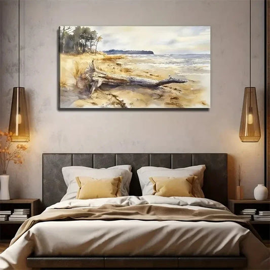 Golden Sands & Pastel Skies Wall Art Canvas Office Home Room Framed 120x60cm