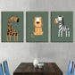 3pcs Featuring a Giraffe, Lion, And Zebra Metal Print Ready to Hang Art