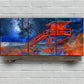 3pcs Beach Orange Wood House Night Sky Metal Print Ready to Hang Art