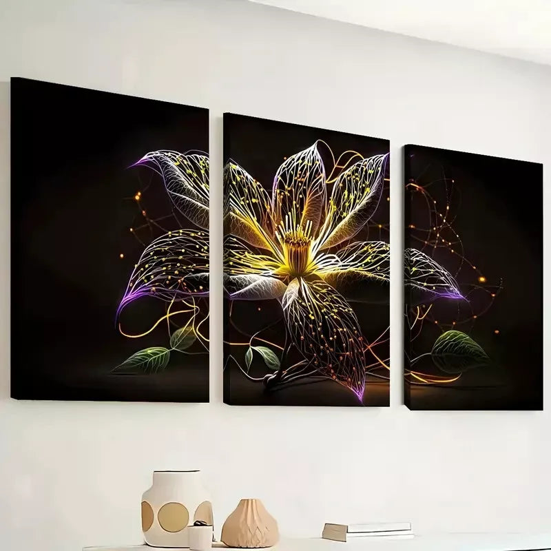 3pcs Simple fantasy Elegant flower paintings    Wall Art Set Canvas Framed 40x60cm - High Quality Print 100% Australian Made Wall Canvas Ready to Hang