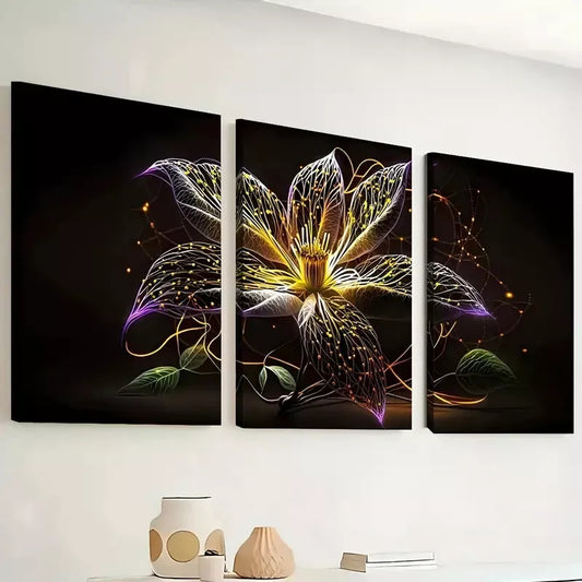 3pcs Simple fantasy Elegant flower paintings    Wall Art Set Canvas Framed 40x60cm - High Quality Print 100% Australian Made Wall Canvas Ready to Hang