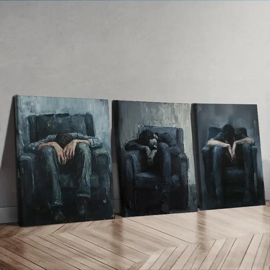 3pcs Decadent Man Trio Modern Black & White Wall Art Set Canvas Framed 40x60cm - High Quality Print 100% Australian Made Wall Canvas Ready to Hang