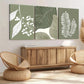 3pcs Bohemian Style Sage Green Plant Leaves Wall Art Set Canvas Framed 40x60cm - High Quality Print 100% Australian Made Wall Canvas Ready to Hang