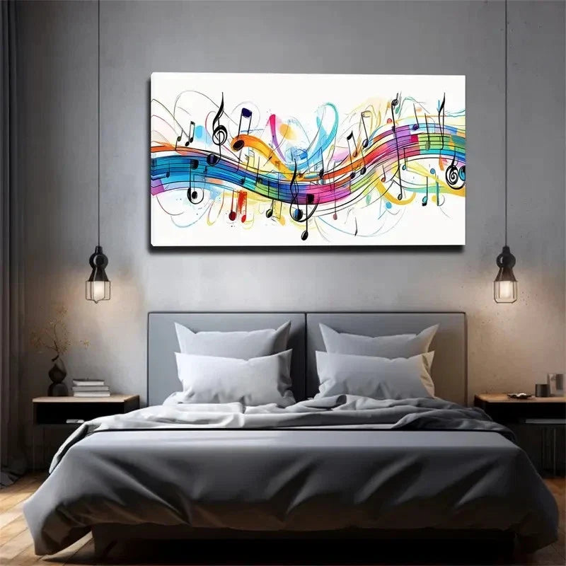 Vibrant Colorful Music Notes Wall Art Canvas Office Home Room Framed 120x60cm