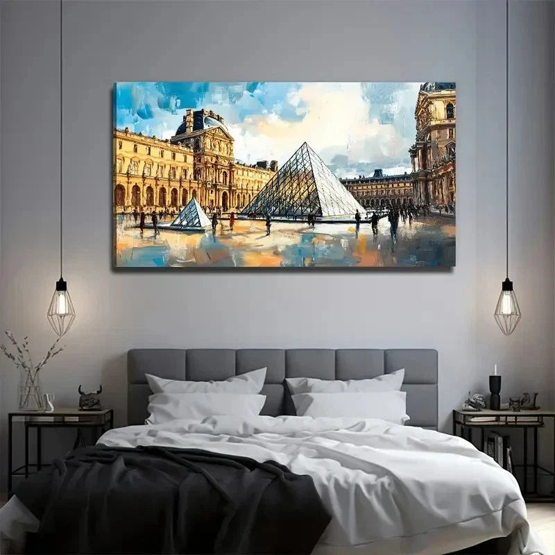 Paris Louvre Suitable Space Wall Art Canvas Office Home Room Framed 120x60cm