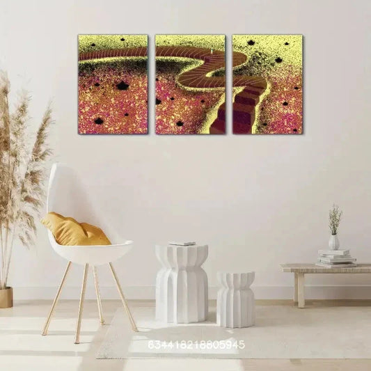 3pcs A road full of stars, A romantic journey, Metal Print Ready to Hang Art