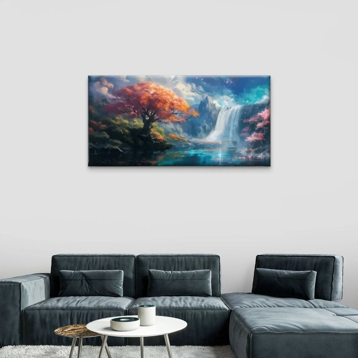 Waterfalls And Trees Wall Art Canvas Office Home Room Framed 120x60cm