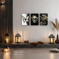 3pcs Playful Black Cat Bathtub with Green Plant Metal Print Ready to Hang Art