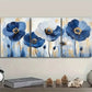 3pcs  Abstract Blue Poppies Painting  Metal Print Ready to Hang Art