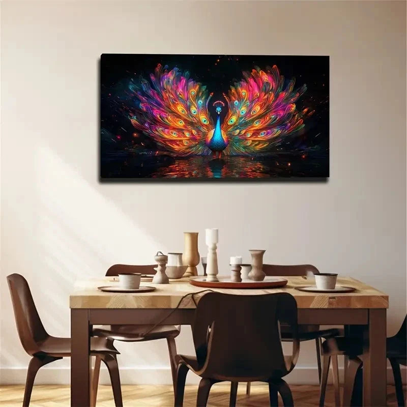 Vibrant Feather Design Colorful Wall Art Canvas Office Home Room Framed 120x60cm