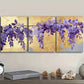 3pcs Gold foil floral wisteria Metal Print Ready to Hang Art
