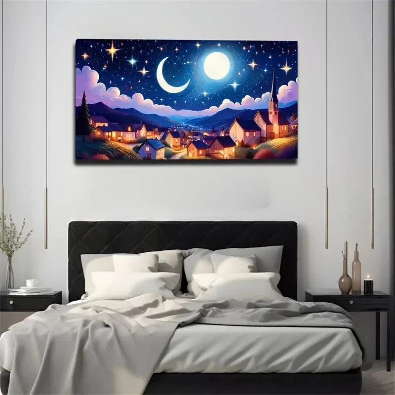 Deco Countryside Landscape Wall Art Canvas Office Home Room Framed 120x60cm