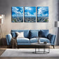 3pcs Blue Sky Above The City Wall Art Set Canvas Framed 40x60cm - High Quality Print 100% Australian Made Wall Canvas Ready to Hang