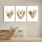 3pcs Beige And Golden Theme Heart Motifs Metal Print Ready to Hang Art