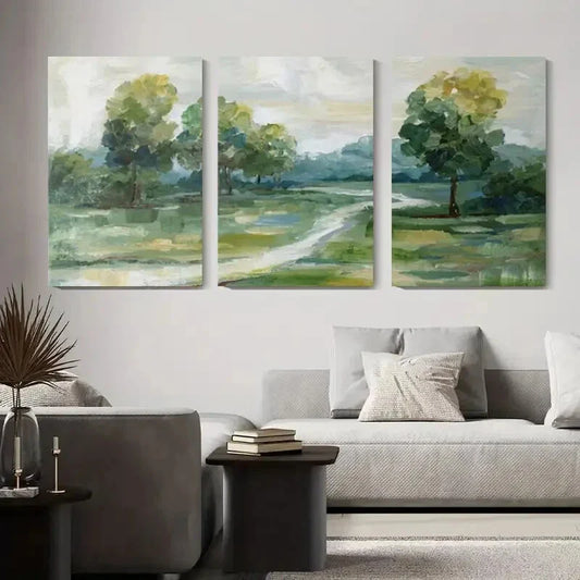 3pcs Impressionist Painting of Trees Metal Print Ready to Hang Art